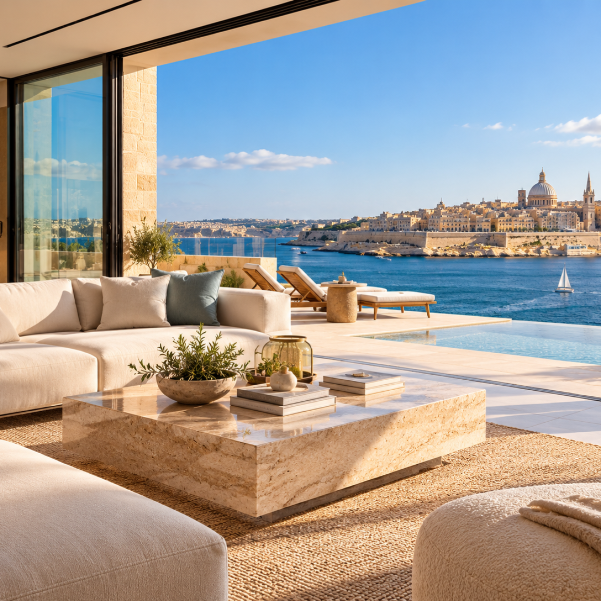 Mediterranean Harbor Luxury Living Room